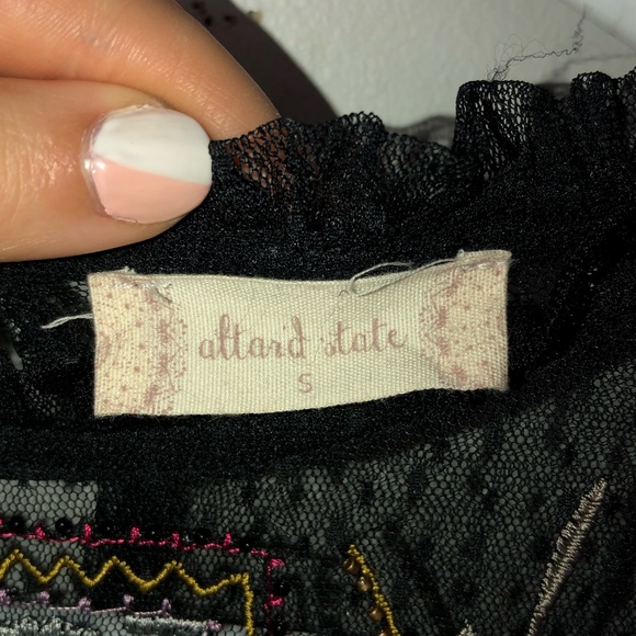 Altar’d State Sheer Embroidered Bell Sleeve Top - Picture 2 of 6